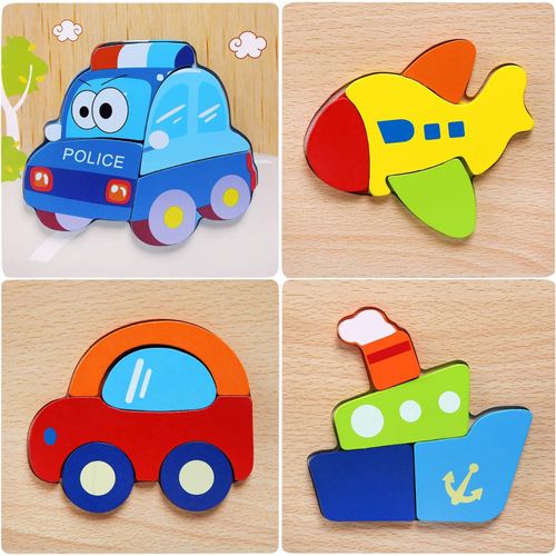 Traffic Tools Series - 4 Pièces - Puzzles En Bois, Jouets Pour Les 1 2 3 4 Ans, Puzzles En Bois, Jeux Éducatifs Pour Bébés Et Animaux, Puzzles Avec Cadres