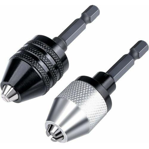 LECHUANG Mandrin de perceuse?2 pièce 6.35mm (1/4") Keyless et Mandrin hexagonale Mandrin sans clé Changement rapide adaptateur convertisseur serrage 0,3 6.5 mmMandrin de perceuse