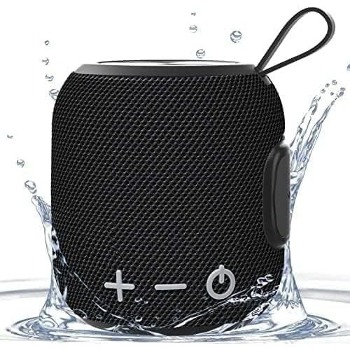 (Noir) Enceinte Bluetooth portable, mini enceinte Bluetooth 5.0 avec double couplage sans fil, son surround HD 360 et basses stéréo riches IPX7, étanche, adaptée aux voyages, à la piscine et à la douc