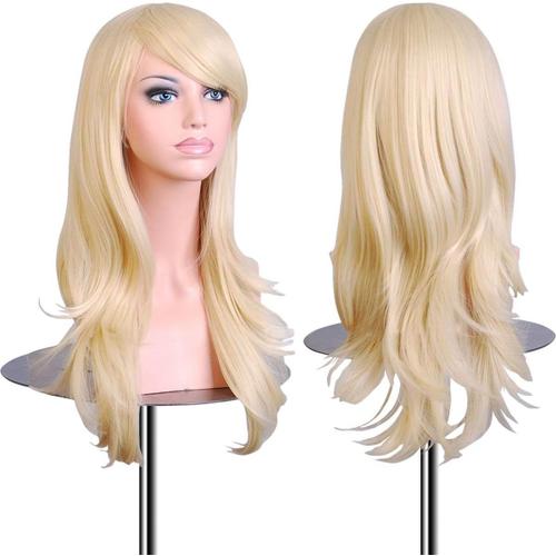 1 Piece (Color : Light Blonde) 70cm High Quality Women's Role Play Wig Long Full Curl Wavy Heat Resistant Fashion Glamour Wig.