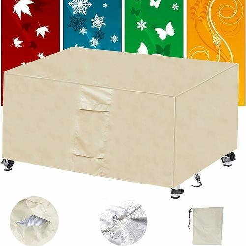 Housse Salon De Jardin?Housse Salon Jardin,420d Bache Salon De Jardin Protection Mobilier,Imperméable Résistance Au Vent,Respirante,Antipoussière Et Résistante Aux Uv -Beige?135x135x75cmhouss