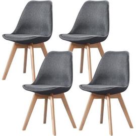 Lot de 4 chaises - chaises en tissu beige, pieds en bois Rita