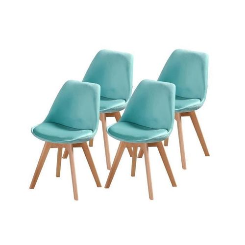 Enjoy Lot De 4 Chaises Design Scandinave Vert Menthe Bois Naturel
