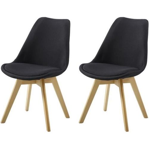 Stone Lot De 2 Chaises Design Scandinave Noir Bois Naturel