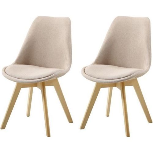 Stone Lot De 2 Chaises Design Scandinave Taupe Bois Naturel