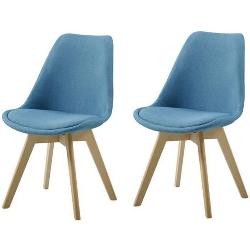 Stone Lot De 2 Chaises Design Scandinave Bleu Bois Naturel