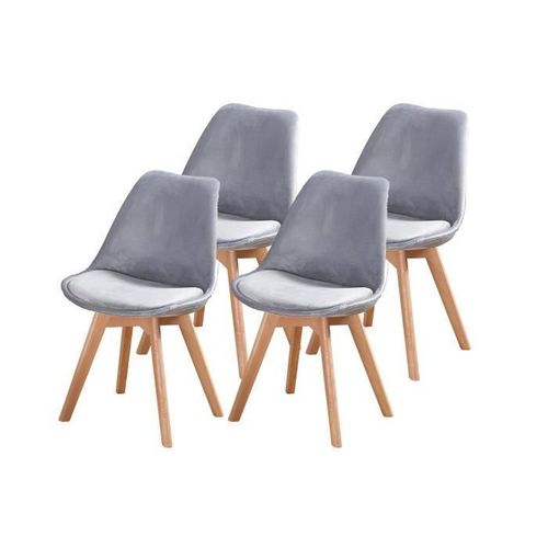 Enjoy Lot De 4 Chaises Design Scandinave Gris Bois Naturel