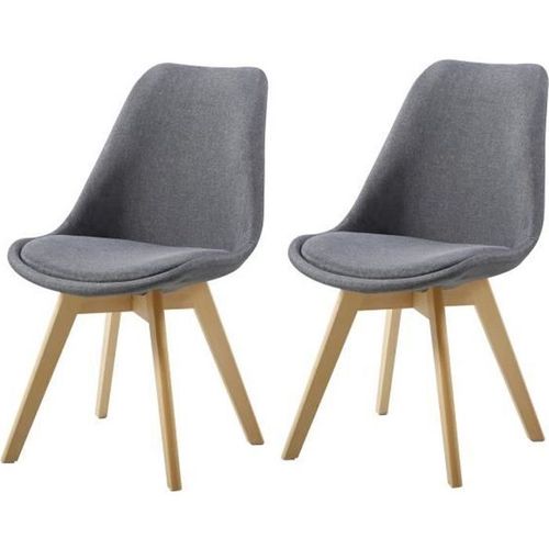 Stone Lot De 2 Chaises Design Scandinave Gris Foncé Bois Naturel