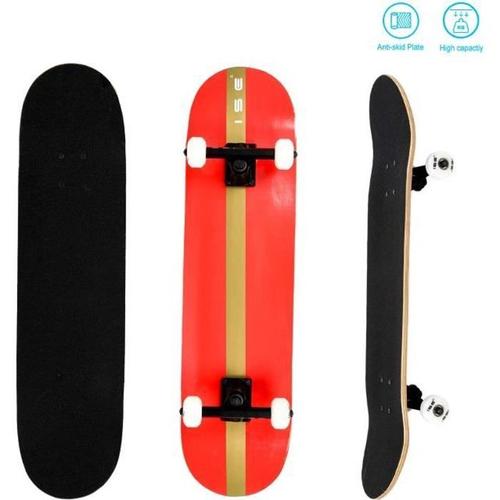 Ise Skateboard Planches À Roulettes Complète-Double Kick Trick -Roues Pu-Roulement Abec 7-7 Couche D'érable Pont,Pour Adultes,Sports