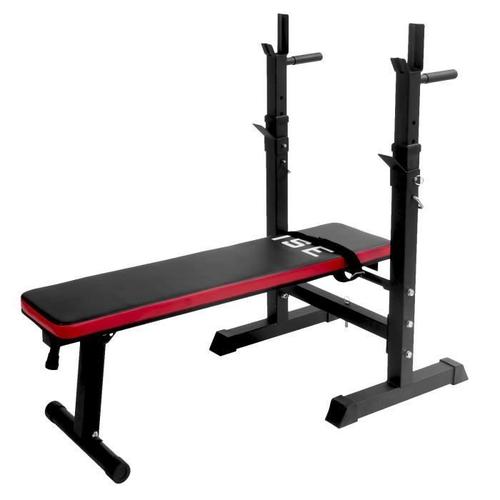 Ise Banc De Musculation Multifonction Abdominaux Pliable Avec Support De Barres Pour Haltère Et Station À Dips