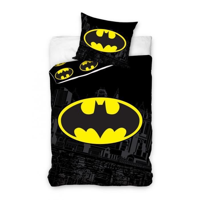 Carbotex Housse De Couette Batman 140 X 200 Cm Noir/Jaune