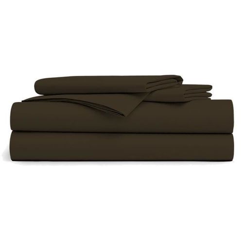 Drap Plat 180x290cm- Chocolat 100% Coton 57 Fils / Cm