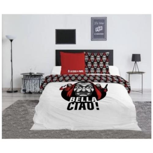 Bella Ciao - Parure De Couette 240 X 220 Cm + Taie D'oreiller + Drap Housse 140 X 190 Rouge - Homerokk