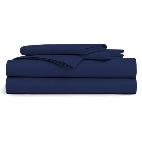 Drap Plat 180x290cm- Bleu Marine 100% Coton 57 Fils / Cm