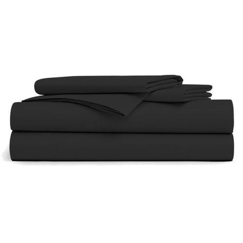 Drap Plat 180x290cm- Noir 100% Coton 57 Fils / Cm