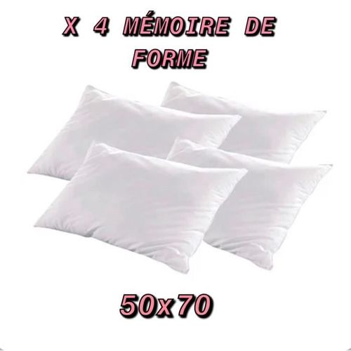 4 Oreillers 50 X 70 Cm A Mémoire De Forme Ergonomique / Oreiller Dehoussable