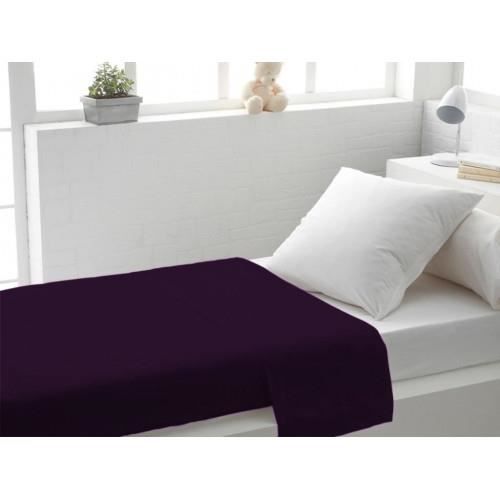 Drap Plat 180x290 Cm 100% Coton 57 Fils Prune