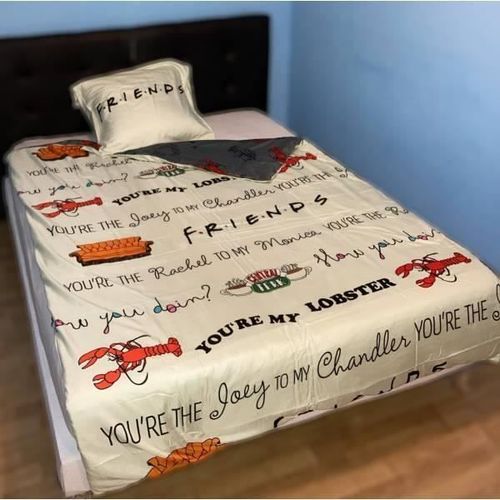 Friends - Parure De Couette 140 X 200 Cm + Taie D'oreiller + Drap Housse 90 X 190 Cm Noir - Homerokk