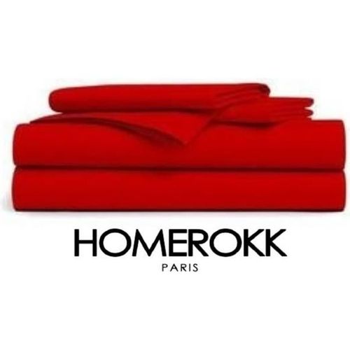 Drap Plat 180x290cm- Rouge Vif 100% Coton 57 Fils / Cm