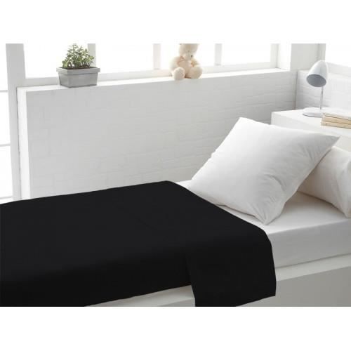 Drap Plat 180x290 Cm 100% Coton 57 Fils Noir