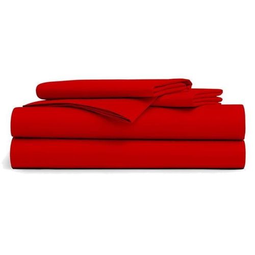 Drap Plat 180x290cm- Rouge 100% Coton 57 Fils / Cm
