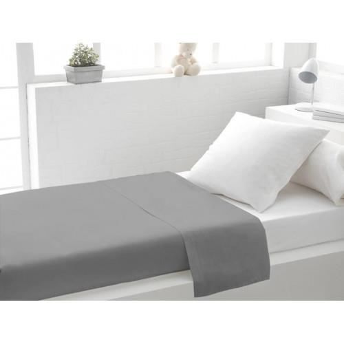 Drap Plat 180x290 Cm 100% Coton 57 Fils Gris