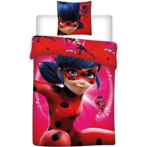 Miraculous Housse De Couette Lady Bug - 1-Personne - 140x200 Cm + 1 Taie D'oreiller 63x63 Cm - Rose