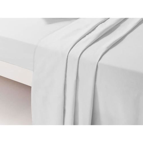 Dp134 Blanc Drap Plat Unis 1 Place 180 Cm X 290 Cm 100 % Coton