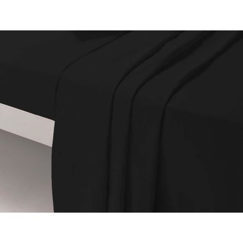 Dp134 Noir Drap Plat Unis 1 Place 180 Cm X 290 Cm 100 % Coton