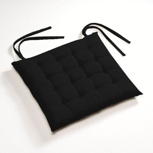 Lot De 2 Galettes De Chaises Futon 40 X 40 Cm 100% Coton - Noir
