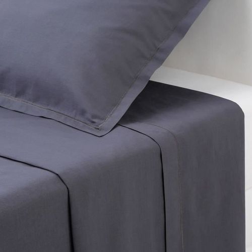 Drap Plat 1 Personne 180x290 Cm 100% Coton - Gris Foncé