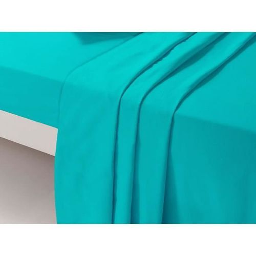 Dp134 Emeraude Drap Plat Unis 1 Place 180 Cm X 290 Cm 100 % Coton