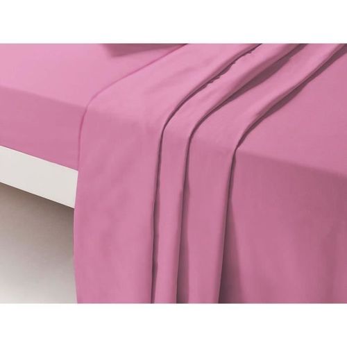 Dp134 Rose Drap Plat Unis 1 Place 180 Cm X 290 Cm 100 % Coton