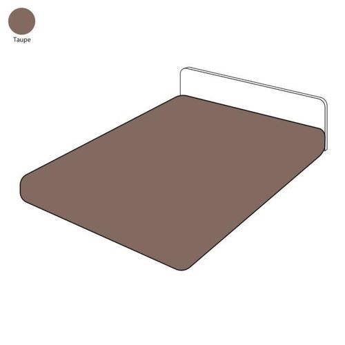 Drap Housse Coton Uni Taupe 180x200 - Tradilinge