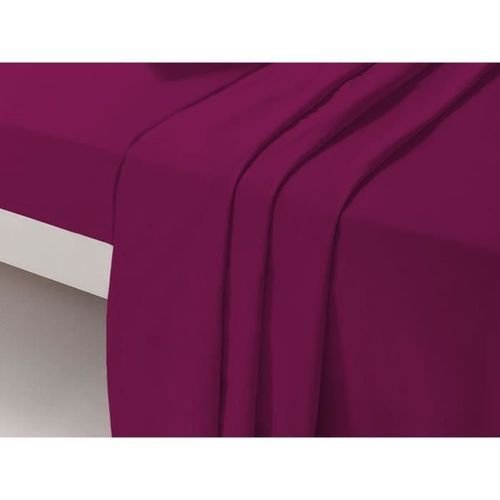 Dp134 Prune Drap Plat Unis 1 Place 180 Cm X 290 Cm 100 % Coton