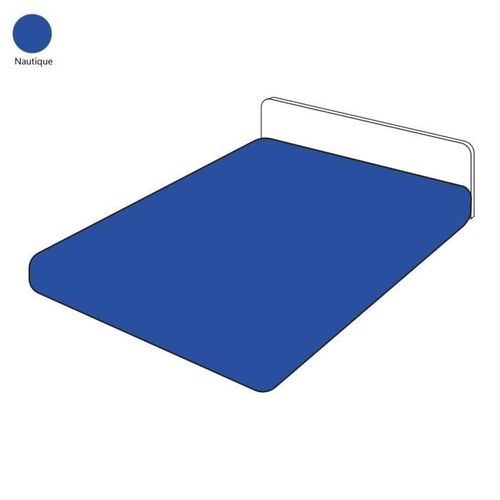 Drap Housse Coton Uni Nautique 90x190 - Tradilinge