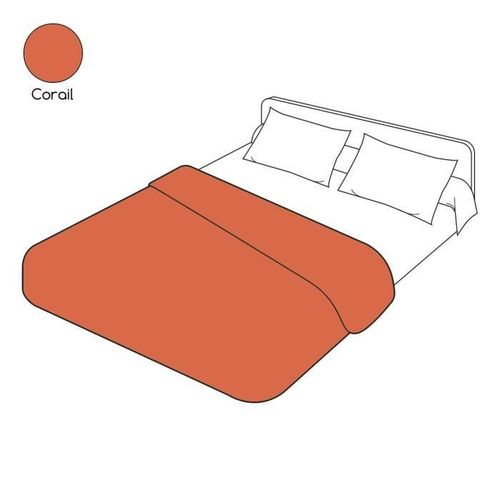 Housse De Couette Uni Rouge Corail Coton 140x200 - Tradilinge