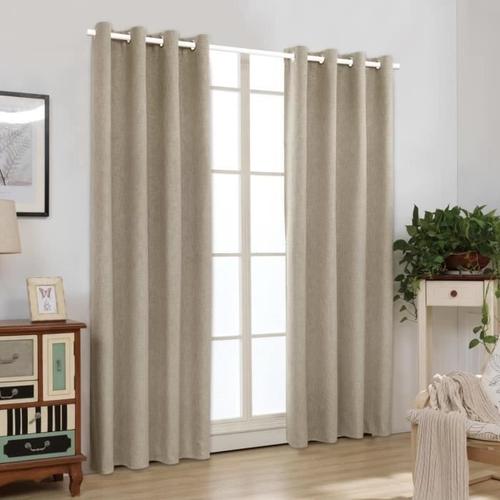 Rideaux De Fenêtre Rideaux Occultants Aspect Lin 2 Pcs 140 X 245 Cm Beige