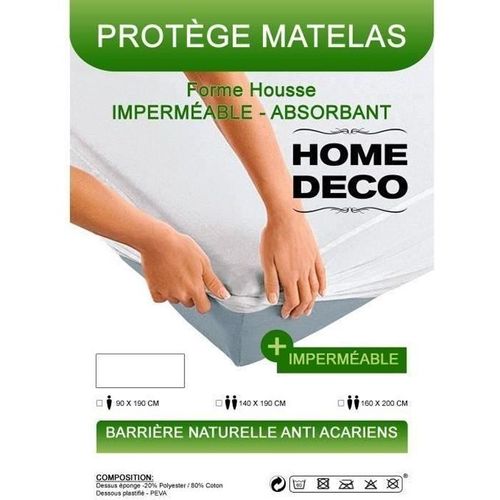 Protège Matelas - Imperméable - Absorbant Et Anti-Acariens - 160 X 200 Cm