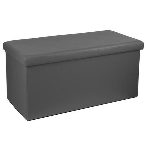 Pouf Pliant Double En Pvc, Coloris Gris - Dim : L.76,6 X L.38 X H.37,5 Cm