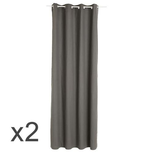 Lot De 2 Rideaux Gris Foncé À Oeillets 135 X 240 Cm
