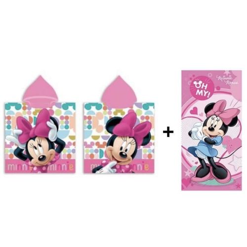 Minnie Disney - Ensemble Poncho 55 X 100 Cm + Serviette 70 X 140 Cm