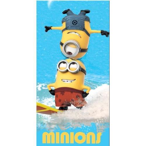 Carbotex Serviette De Plage Minions 140 X 70 Cm Polyester Bleu/Jaune