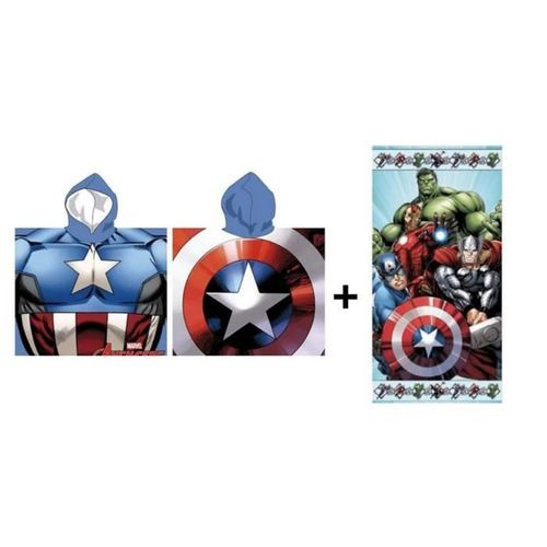 Avengers Marvel - Ensemble Poncho 55 X 110 Cm + Serviette 70 X 140 Cm