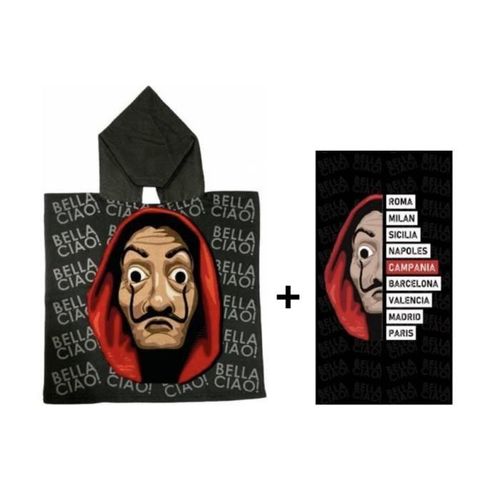 Casa De Papel - Ensemble Poncho 50 X 110 Cm + Serviette 70 X 140 Cm