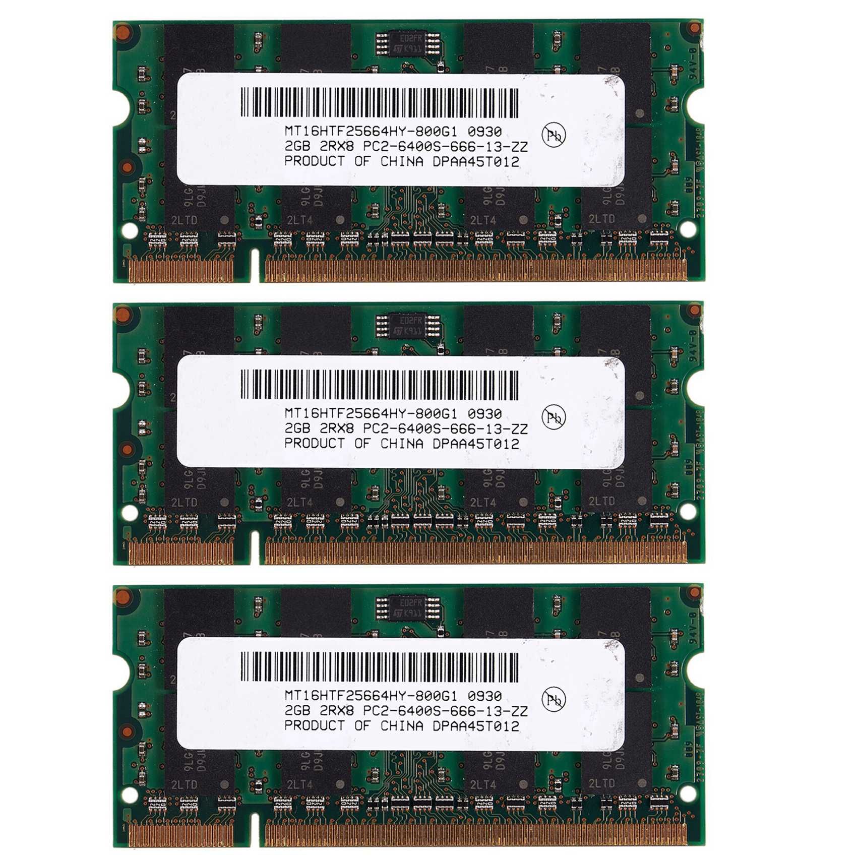 3X 2GB DDR2 PC2-6400 800MHz 200 Broches 1.8V MMoire D'Ordi...
