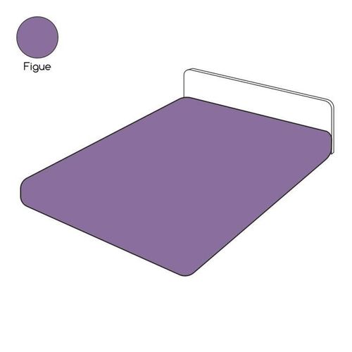 Drap Housse Uni Violet Figue Coton 90x190 - Tradilinge