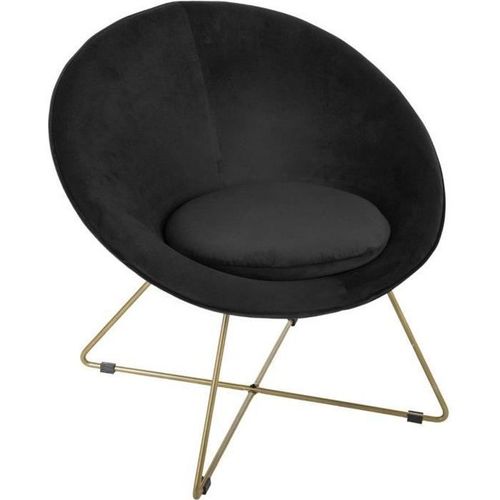 Fauteuil En Velours Noir Atmosphera - Contemporain - Design - Pieds Métal Or