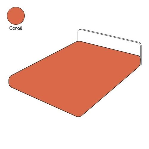 Drap Housse Uni Rouge Corail Coton 180x200 - Tradilinge