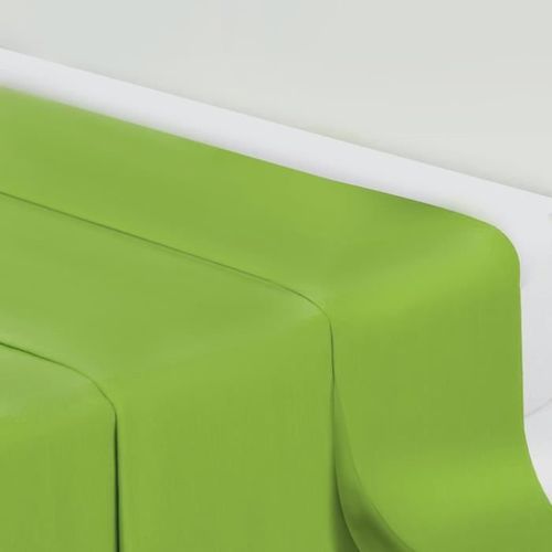 Drap Plat Uni 180x290cm Fougère 100%Coton - Design Actuel